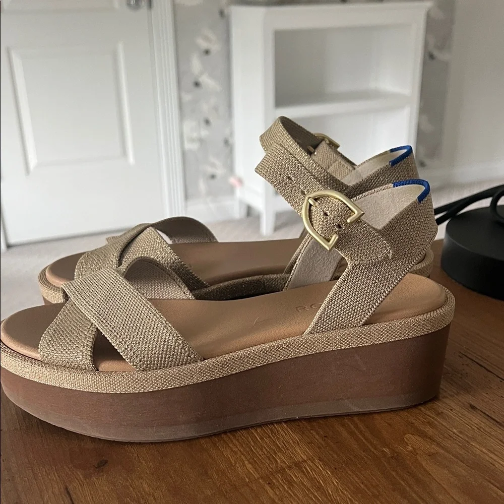 Rothy's Platform Sandals with Gold Buckle - 6.5